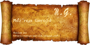 Mánya Gerold névjegykártya